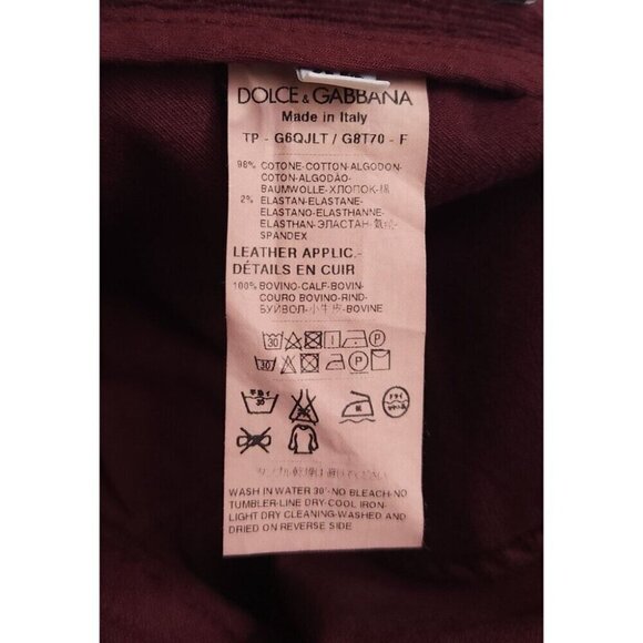 Dolce & Gabbana 14 Stretch Corduroy Trousers Size 46 US 30 S Mens Burgundy $725 - Picture 12 of 13